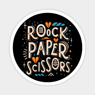 Rock Paper Scissors Art Design, typography design Magnet